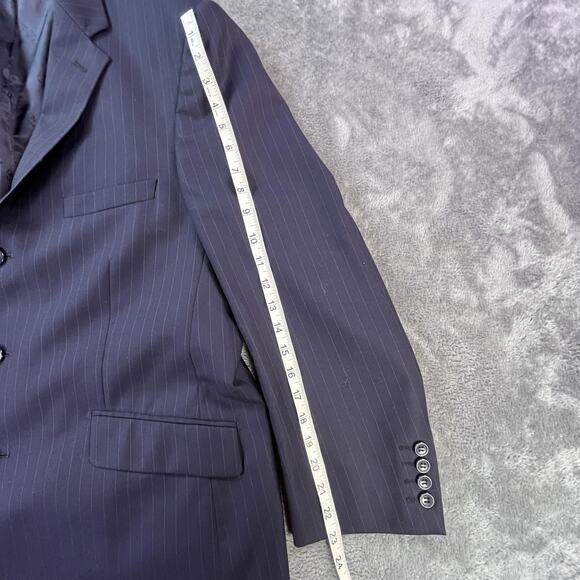 Naldini Blazer Mens 44 Navy Pinstripe Made in Italy Super 150s Wool 3 Button - Picture 4 of 15